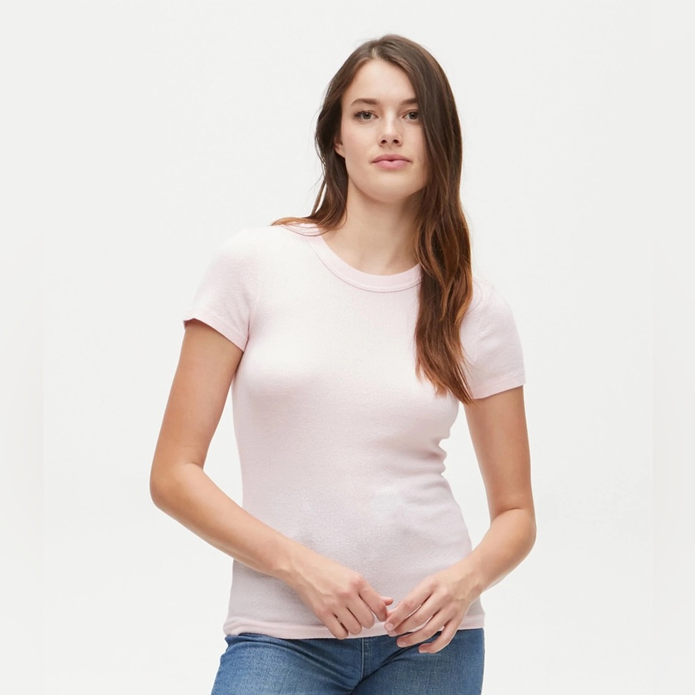Michael Stars Fallon Shine Tee, Pink Fitted Short Sleeve Tee - Picture 4 of 8